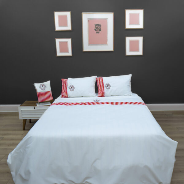 BEYAZ PEMBE KUŞ NAKIŞLI ÇİFT KİŞİLİK NEVRESİM TAKIMI